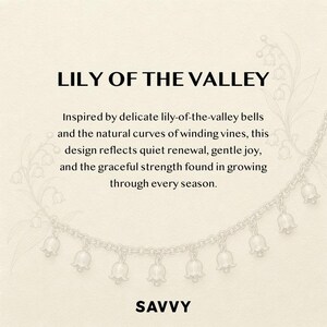 Fine Silver Lily of Valley Bangle, Tassel Pendant, Woodland Inspired Jewelry image 2