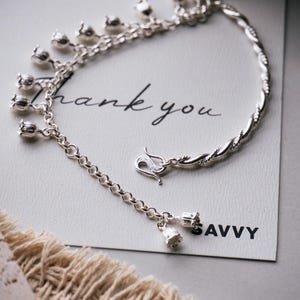 Fine Silver Lily of Valley Bangle, Tassel Pendant, Woodland Inspired Jewelry image 11