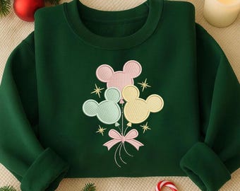 Disney Coquette Mickey Balloons Embroidery Design, Magical Kingdom Embroidery Design, Cartoon Embroidery Design, Instant Download, 5 Size