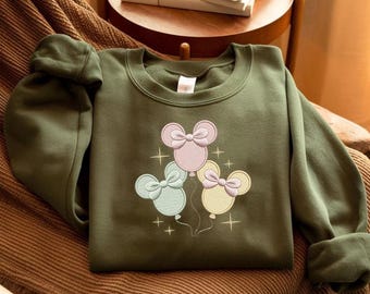 Disney Coquette Mickey Balloons Embroidery Design, Magical Kingdom Embroidery Design, Cartoon Embroidery Design, Instant Download, 5 Size
