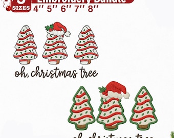 Christmas Embroidered Design Bundle, Oh Christmas Tree Design,Christmas Tree Cake Embroidery Design, Holiday Embroidery- Digital Download