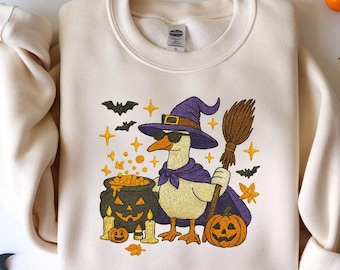 Halloween Witch Goose Embroidery Design, Witchy Silly Goose Machine File, 5 Sizes, Instant Download, Digital Download