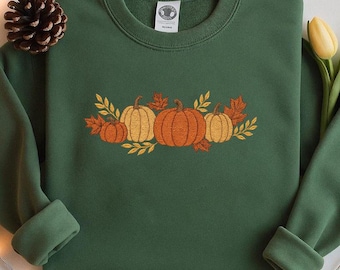 Borduurontwerp herfstpompoenen, herfstborduurbestand, machineborduurwerk, direct downloaden, 5 maten PES DST...