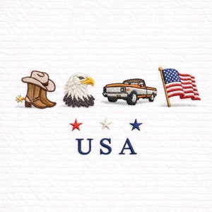 アメリカ国旗、カウボーイブーツ、カウボーイハット、カウガール、トラック、ジープ、ワシ、愛国者、7月4日、即時ダウンロード