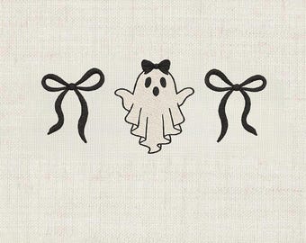 Coquette Ghost Embroidery Design, Halloween Embroidery Design, Machine Embroidery Design, 5 Sizes, Instant Download