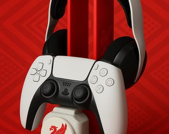 Liverpool Gifts - Headset & Controller stand | PS5, PS4, Xbox, Nintendo Switch Compatible | Man cave accessories