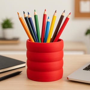 Modern ribbed Pencil Holder | Minimalist Desk Organiser for Stationery, Brushes, Small Plants & More