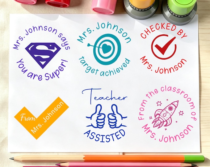 Personalized Teacher Stamps, custom teacher pre-inked stamp, Completed by stamps,Reward Stamp,Classroom Teacher Stamp,Feedback Stamps,