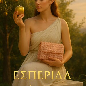 Hespérides – Bolso de cuentas de cristal rosa con cadena dorada / Clutch de noche hecho a mano / Monedero llamativo