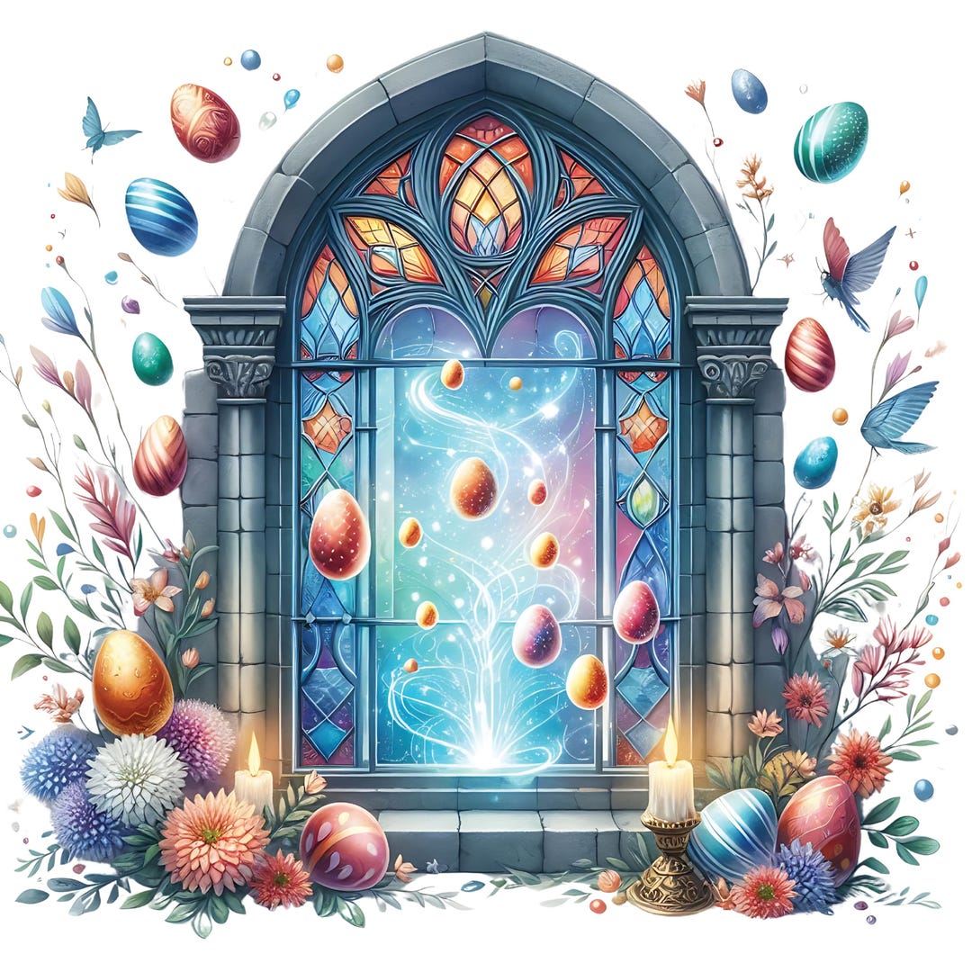 Floral Easter Windows Clipart PNG, Watercolor Easter Windows Clipart ...