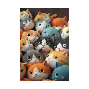 Round Cat Crowd Puzzle - Whimsical Jigsaw Featuring Cute and Colorful Cartoon Cats