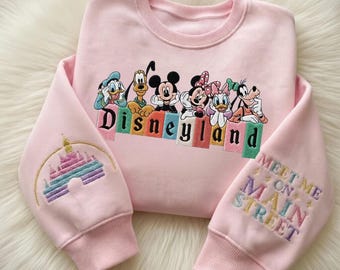 Embroidered Mouse and Friend Sweatshirt, Meet me on Main Street Sweater, Magic Kingdom Shirt, Disneyland Shirt, Family Disney Trip