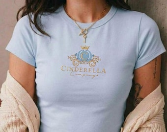 Disney Cinderella Embroidered Baby Tee, Cinderella Company Tee, Princess Magic Kingdom Baby Tee, Retro Disney Park Outfit, Disneyland Gift