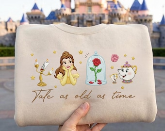 Embroidered Belle Coquette Bow Shirt, Tale as Old as Time Princess Tee, Beauty & the Beast Disney Tee, Fairytale Disney Trip Shirt