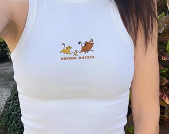 EMBROIDERED The Lion King Hakuna Matata Animal Kingdom Tank Top, Disney adventure WDW Disneyland Embroidery Tank Top