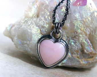 Pink Conch Heart Sterling Silver Necklace