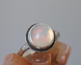 Ethiopian Opal Statement Ring: Sterling Silver Cocktail Ring, Welo Opal, October Birthstone, Size 6.5
