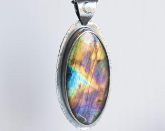 Spectrolite Labradorite Sterling Silver Pendant Necklace...Temple Of The Stars...
