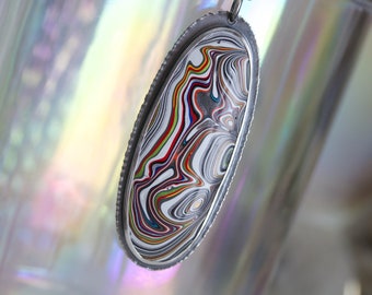 Fordite Necklace, Kenworth Fordite Pendant, Sterling Silver Necklace... Kismet...