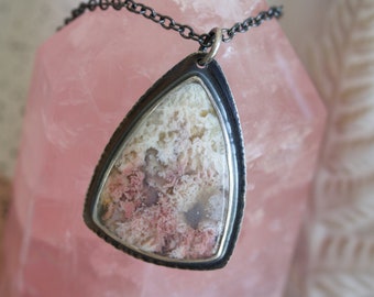 Regency Rose Plume Agate Necklace, Plume Agate Statement Necklace... Collector Stone... Land of the Lovely...