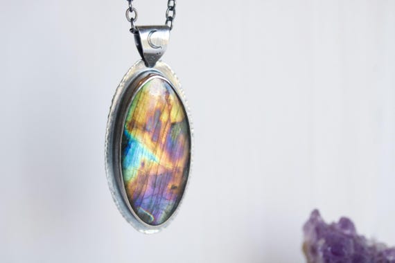 Spectrolite Labradorite Sterling Silver Pendant Necklace...Temple Of The Stars...