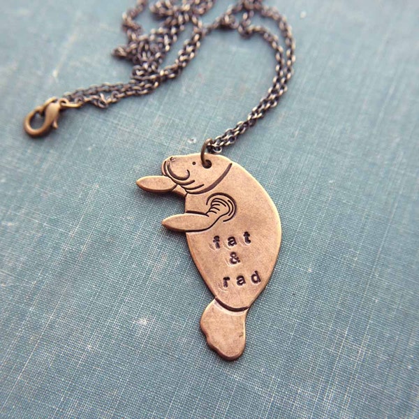 fat & rad manatee necklace - personalized sea cow jewelry