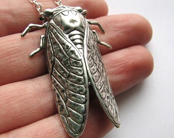 silver cicada necklace