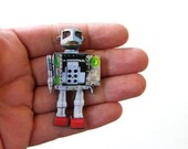 retro japanese toy robot pin brooch, tie tack