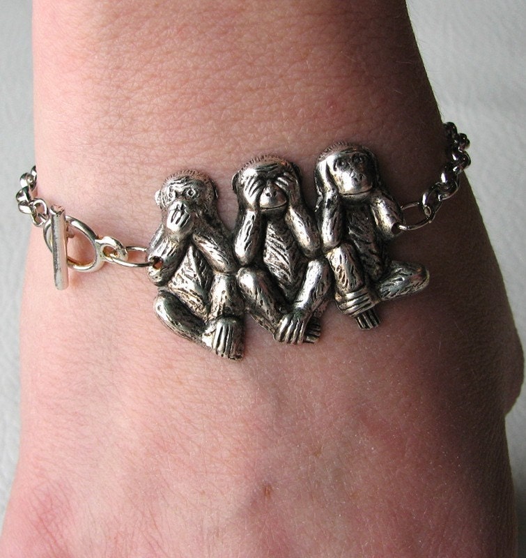 monkey bracelet 3 wise monkeys | Etsy