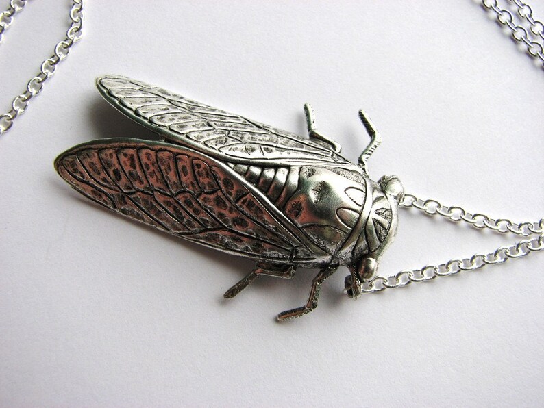 silver cicada necklace image 4