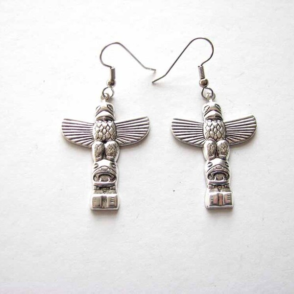 totem pole earrings - tribal boho jewelry