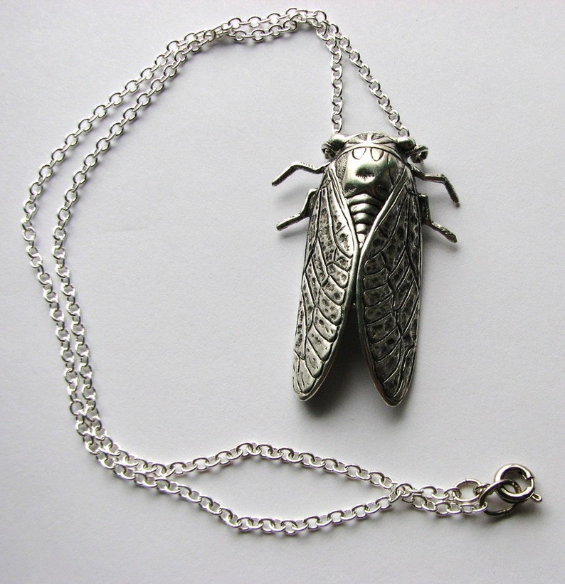 silver cicada necklace image 2