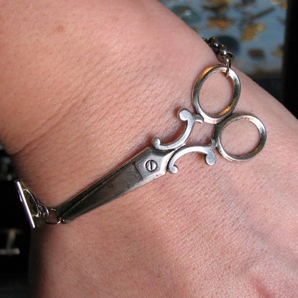 scissor bracelet - silver shears jewelry - american made - beautician scissors bracelet