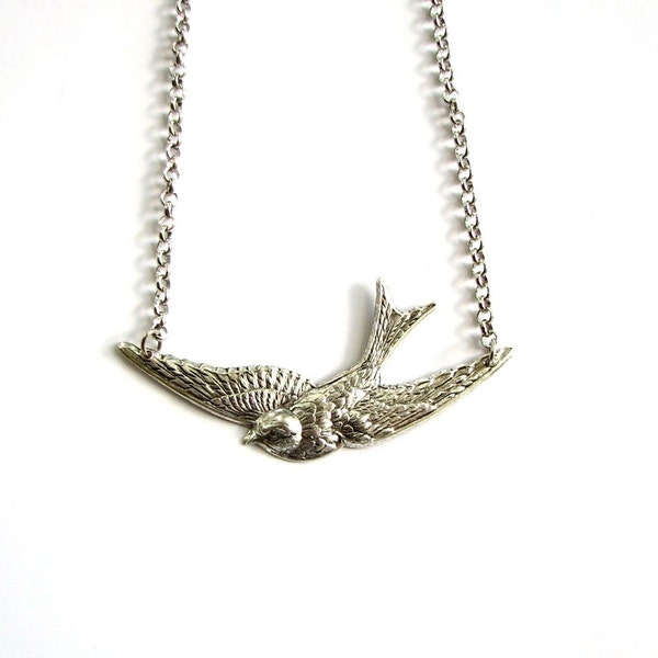 silver sparrow bird necklace