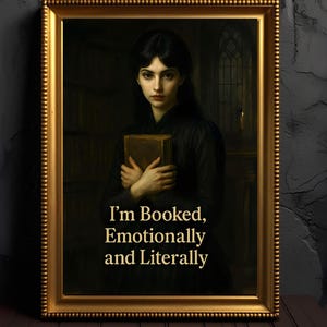 Victorian Woman Reading Bookish Wall Art Print Dark Academia Decor Gothic Wall Art Moody Reading Nook Painting Librariancore Book Lover Gift