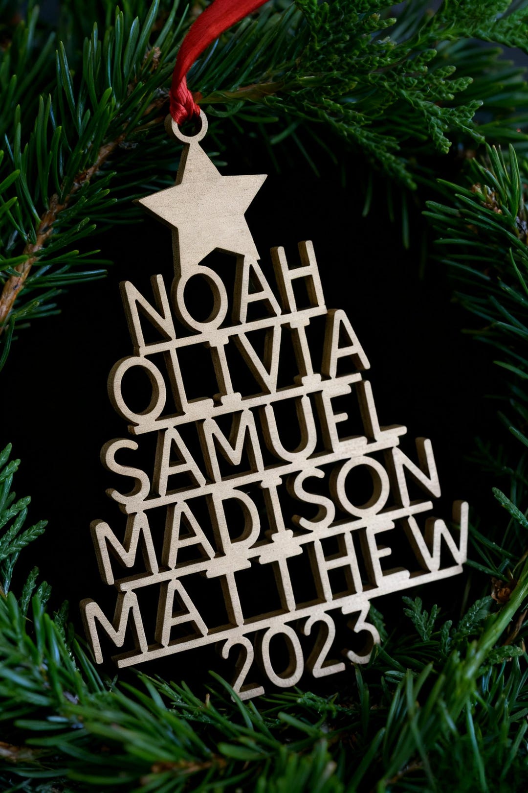 Personalized Wooden Family Tree Ornament, Christmas Tree Ornament ...