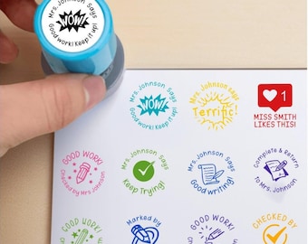 Benutzerdefinierte Lehrer Stempel, Lehrer Klassenzimmer Stempel, Geschenk für Lehrer, Kommentare & Ermutigungssatz, personalisierter Lehrer Stempel, Lehrer Stempel