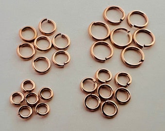 3mm, 3.5mm, 4mm, 5mm 22 gauge 14k ROSE gold filled open round jump rings charm connector RR12