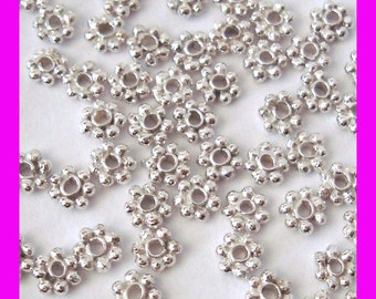 100pcs small 3.5mm Daisy light oxidized Sterling Silver bead Spacers S14