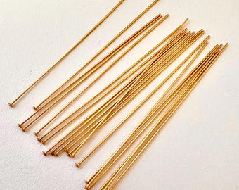 26 24 22 Gauge 14k gold filled Cupped flat Head pin Headpins  1.5 - 2 inches GF06 gf07 gf08