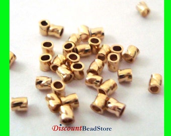 2mm x 2mm , 2mm x 3mm 14k yellow gold filled twisted crimp bead tube spacer Gs40, gs41