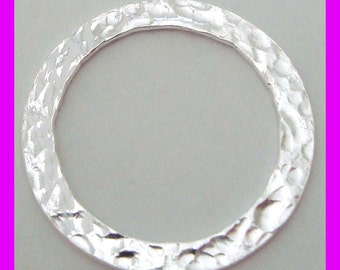 20mm Sterling Silver hammer pattern hoop ring connectors  jump ring charm H34