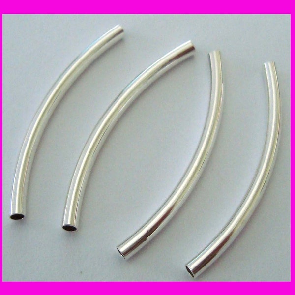 2mm x 15mm, 20mm, 25mm, 30mm, 35mm, 40mm solid sterling silver liquid arch curved elbow moon shape plain tube spacer S230 s215 s225 s240