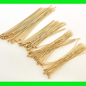 28, 26, 24, 22 Gauge Ball Dot Head 14k Gelbgold gefüllt Nietstifte 1,5 - 2 Zoll GF11 - GF14