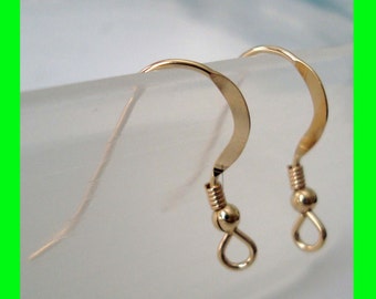 14k yellow Gold Filled french hook Earring flatten/round wire  EarWire with bead and coil  GE34 GE35