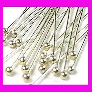 20, 22, 24, 26, 28 gauge sterling silver headpin 925 round ball dot head 1.5, 2, 3 inches  F11 - F15