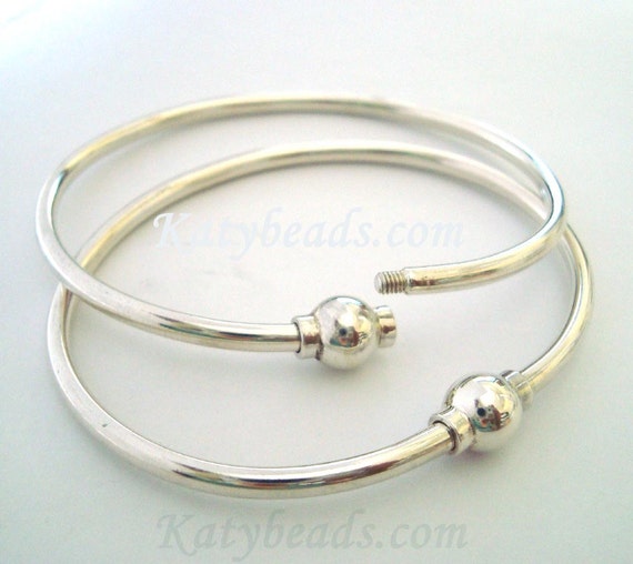 7 Solid 925 Sterling Silver Charm Bangle Bracelet