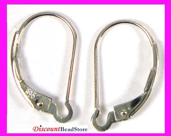 plain bright solid 925 Sterling Silver interchangeable, plain with loop, shell Leverback lever back Earring Ear Wires E09 E05 E27