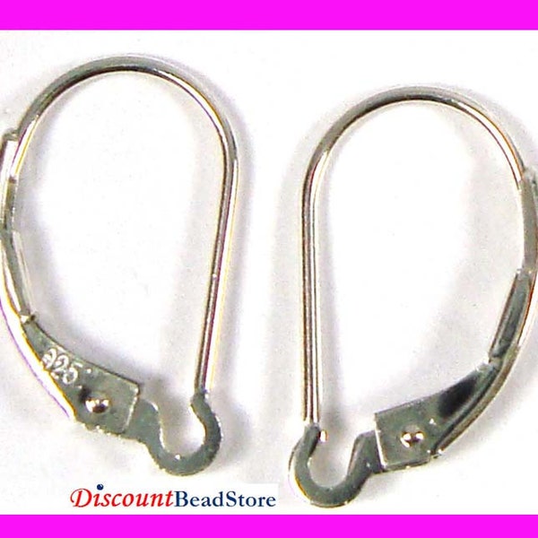 plain bright solid 925 Sterling Silver interchangeable, plain with loop, shell Leverback lever back Earring Ear Wires E09 E05 E27