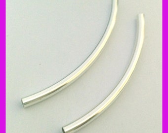 4mm x 69mm, 35mm Sterling Silver Curved Arch plain necklace bar long Tube Bead S469 s435